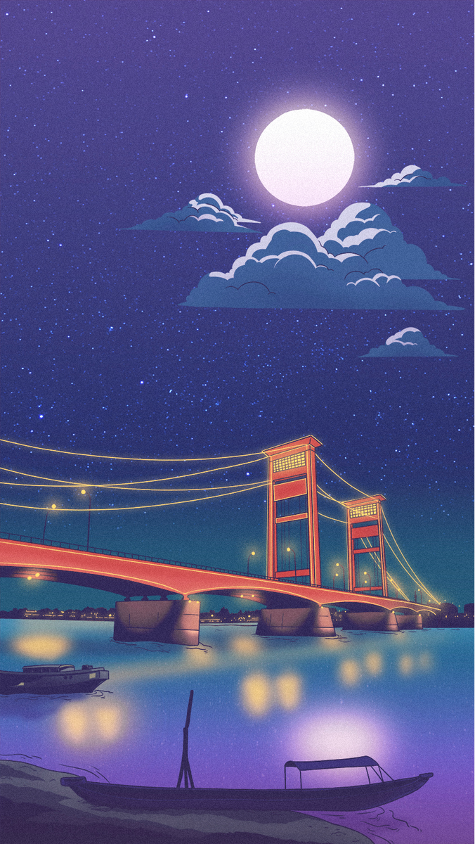 Indonesia Retro Anime Ampera Bridge