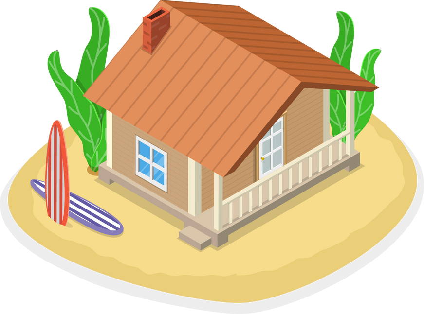 3D Isometric Flat  Set of Bungalows. Item 4